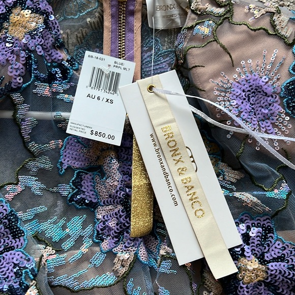 Bronx and Banco Violet Embellished Mini Dress. NWT. - Picture 6 of 6